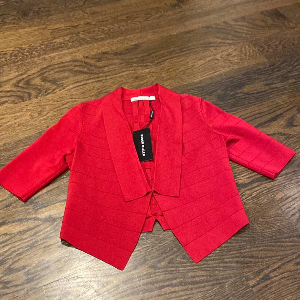 NWT Karen Mullen Red sweater shrug size 2